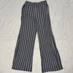 Roxy‎ Navy Blue & White Striped Side Slit Pants Size S